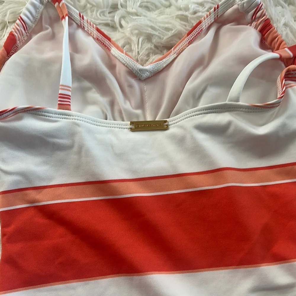 MICHAEL Michael Kors Burnt Orange & White One Piece Swimsuit